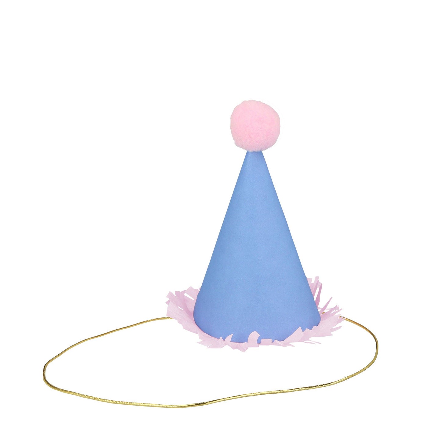 The full set of eight mini party hats laid out