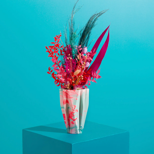 Small Deco Vase, Marbled in Mint & Turquoise