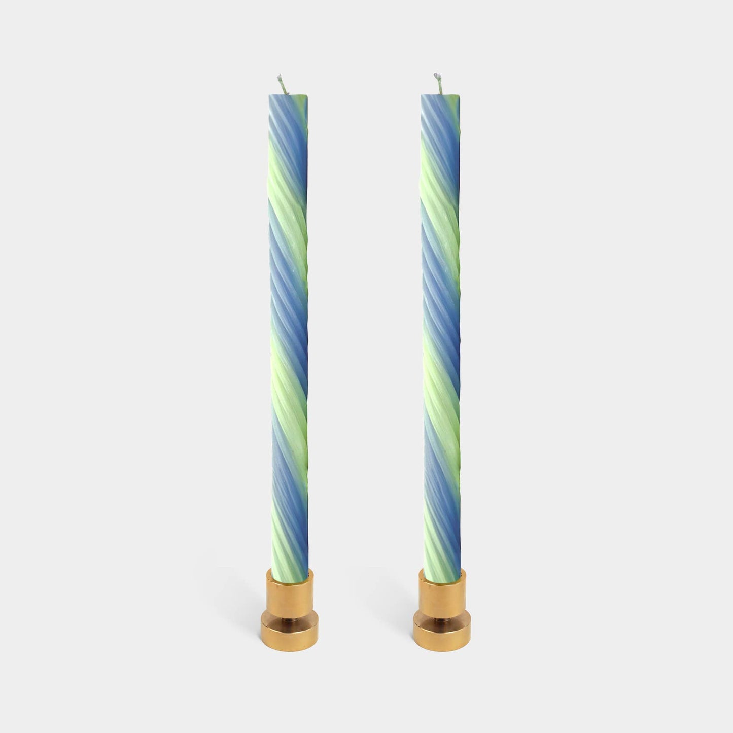 Two lavender and green spiral rope taper candles by 54 Celsius