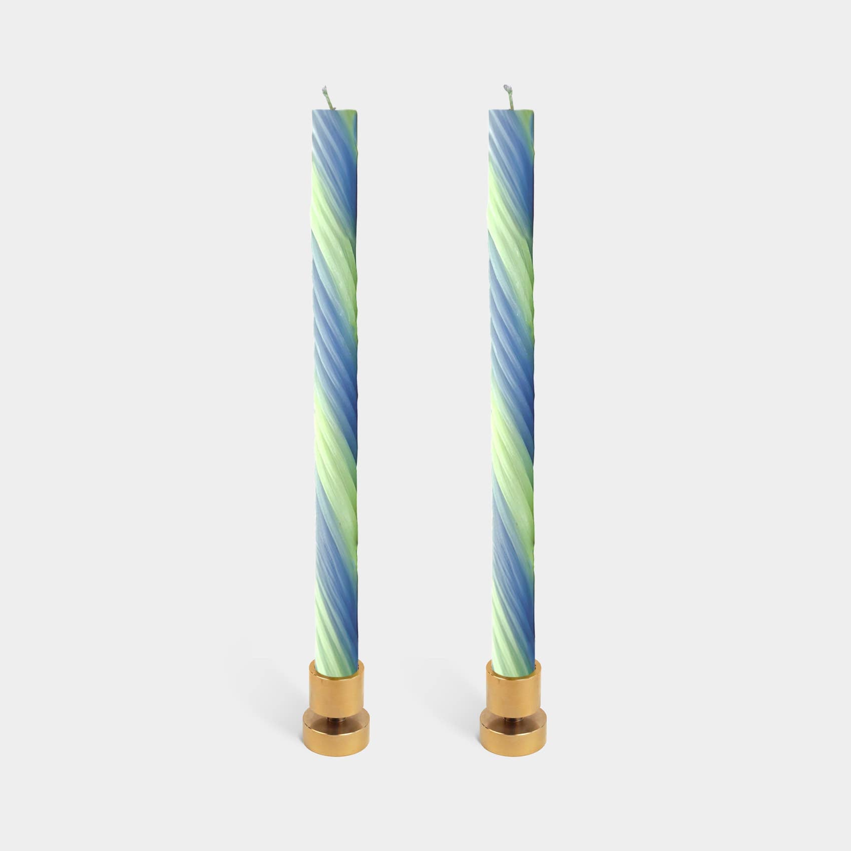 Two lavender and green spiral rope taper candles by 54 Celsius