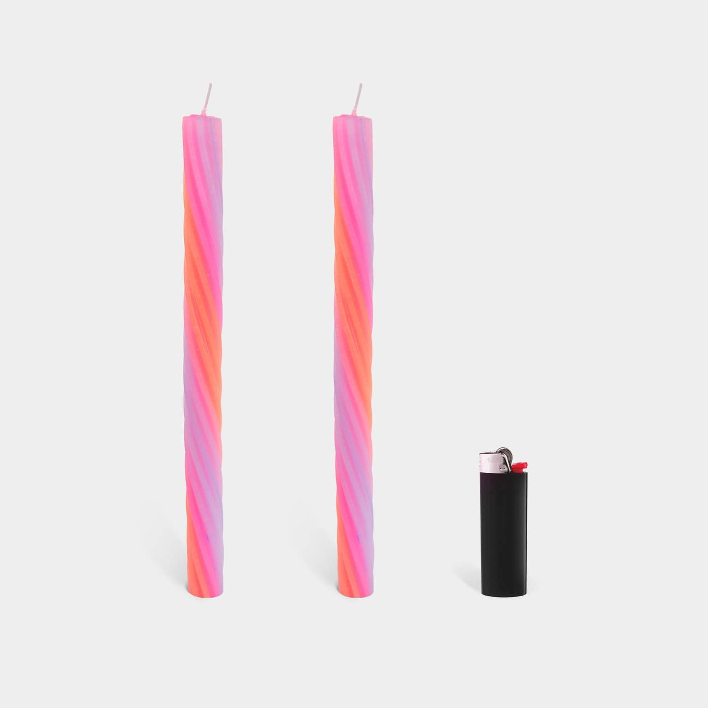 Pair of orange rope taper candles, 11 inches tall