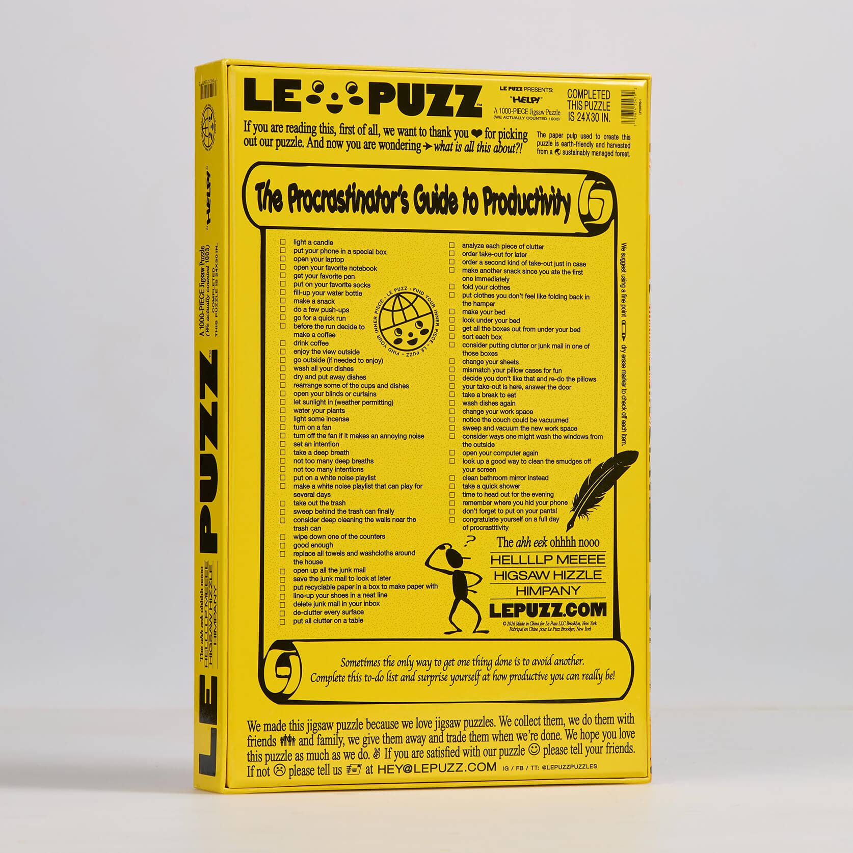 Yellow box with text and branding on a white background