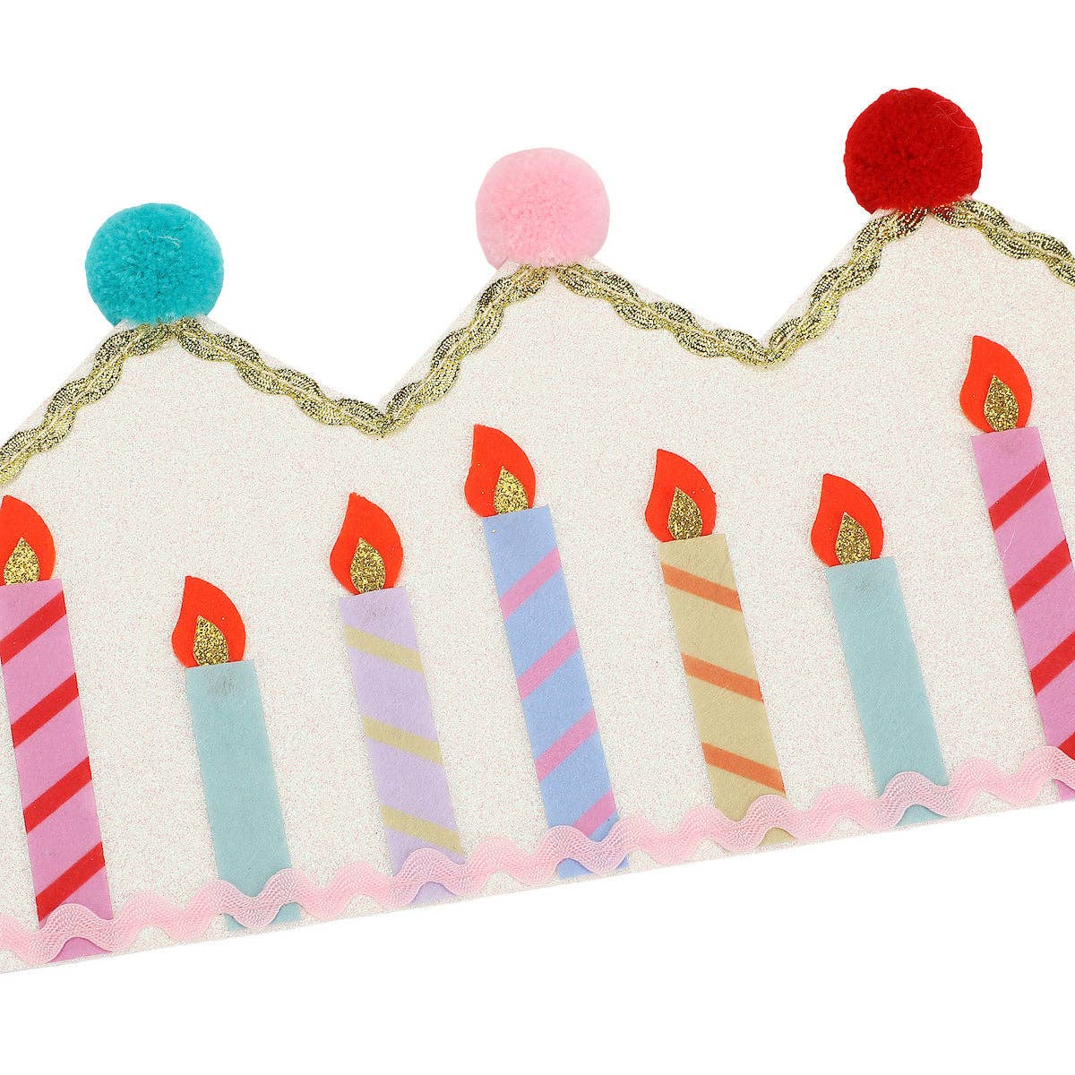 Full view of the felt birthday crown for all ages.
