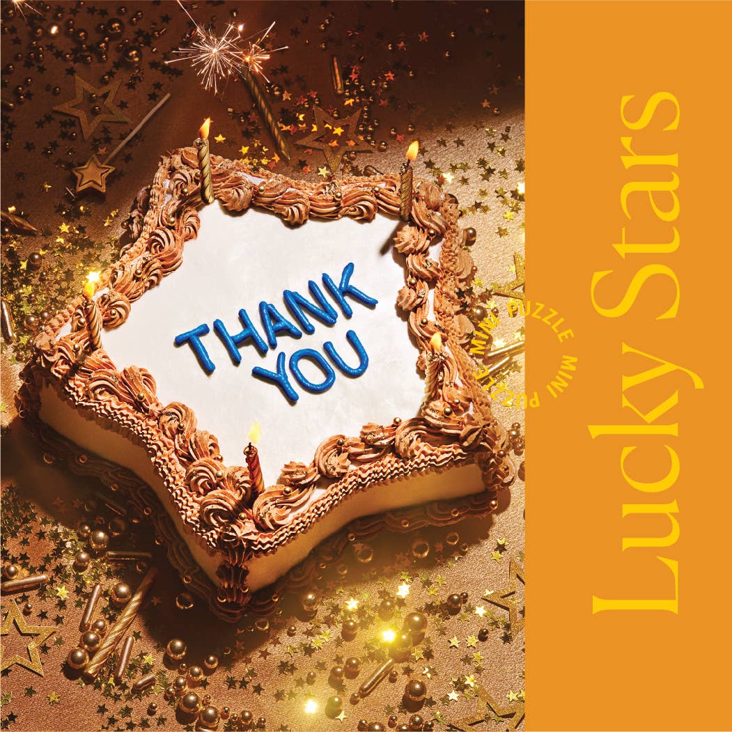 The Lucky Stars mini puzzle presented in its thank-you greeting-card format.