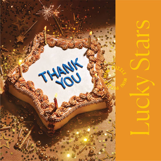 The Lucky Stars mini puzzle presented in its thank-you greeting-card format.