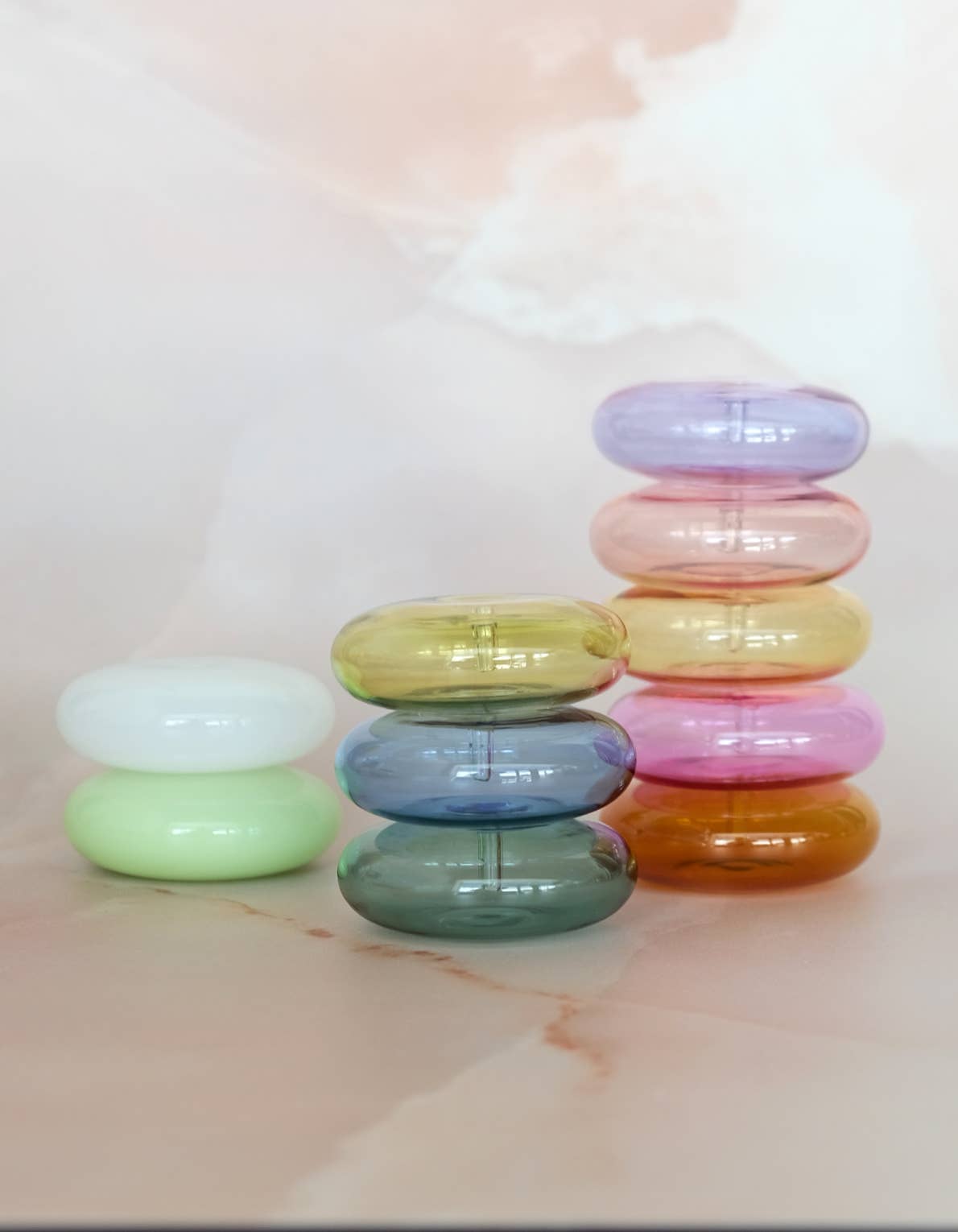 Bubble glass incense holder, detail of the rounded glass form