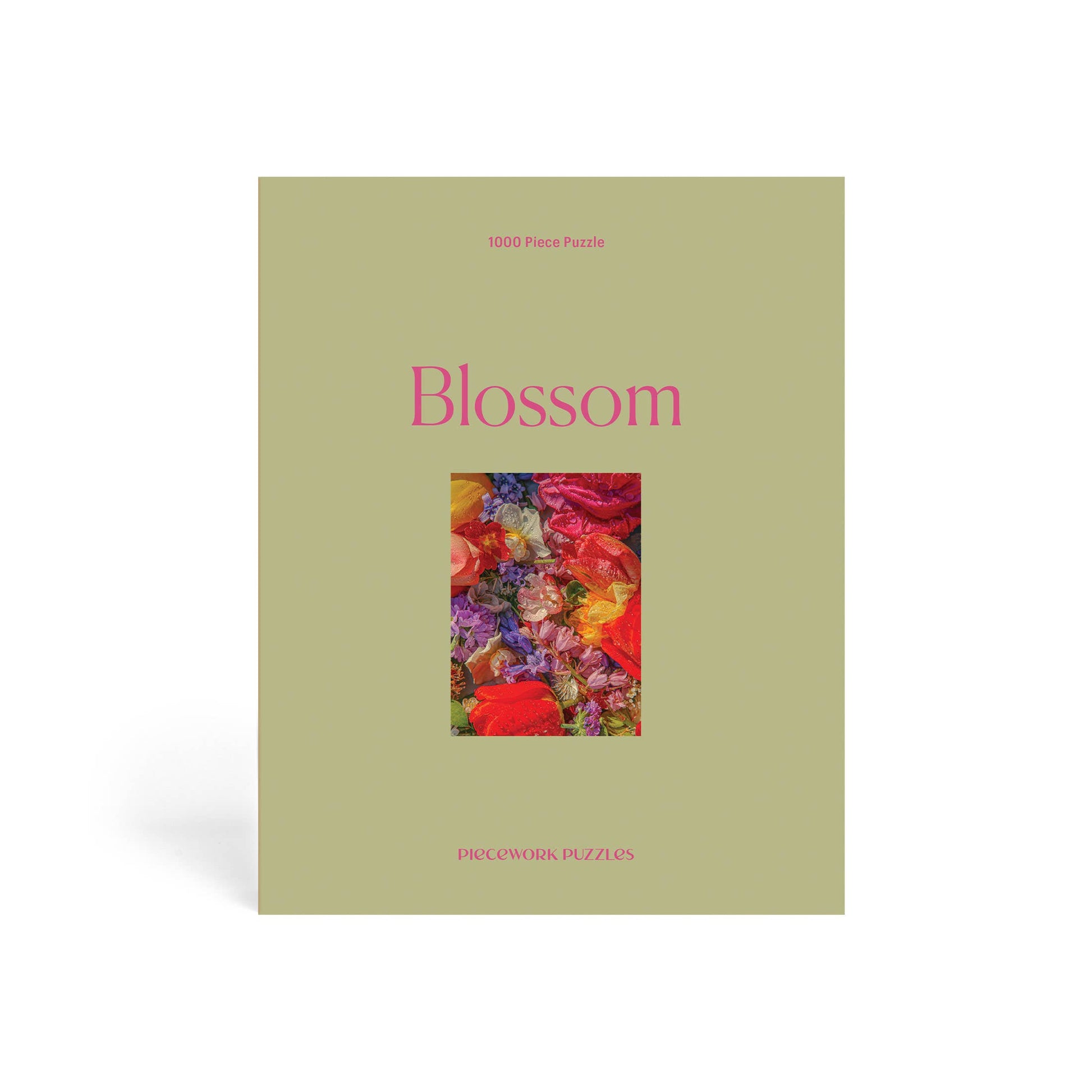 Completed 1000-piece Blossom puzzle: a lush, layered explosion of flowers in every shade.
