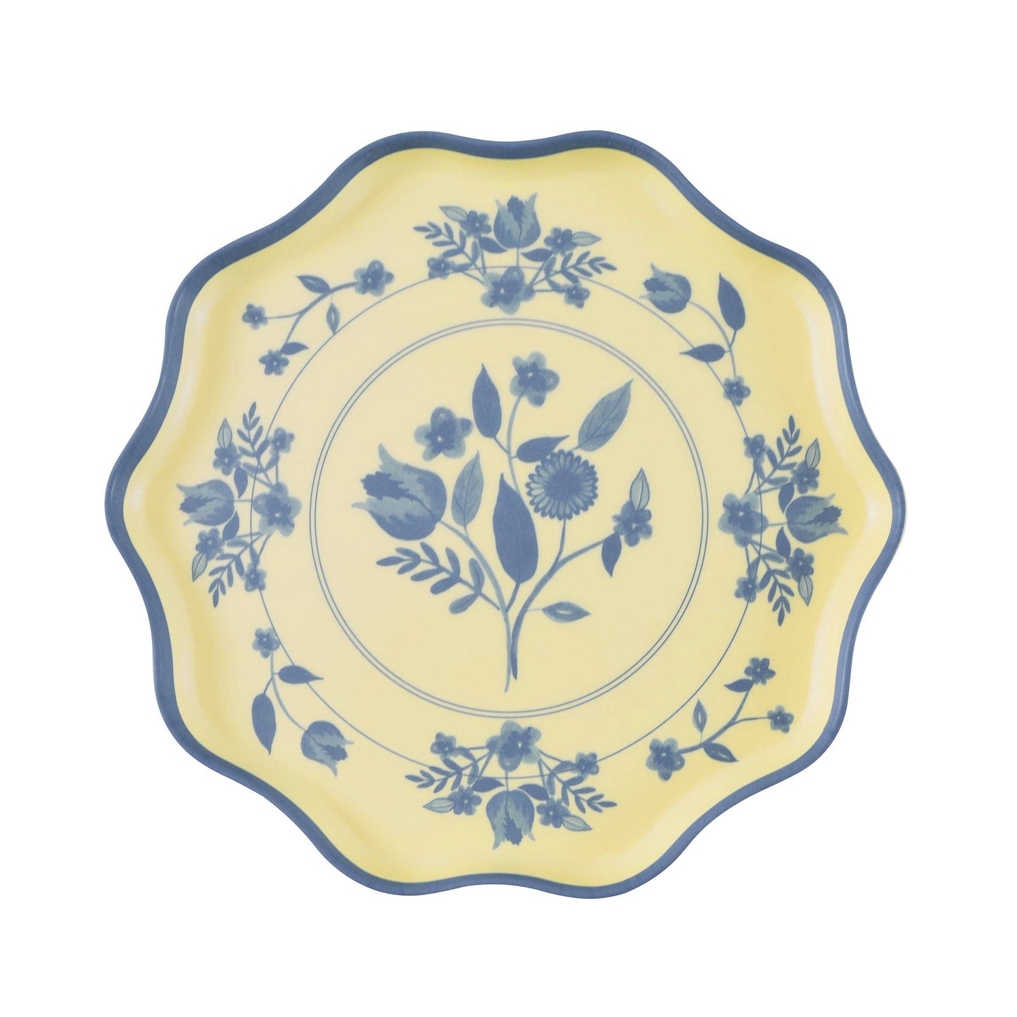 Vintage botanical plates arranged as a table setting
