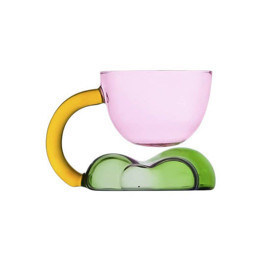 Sculpted cloud-form glass mug for coffee or juice