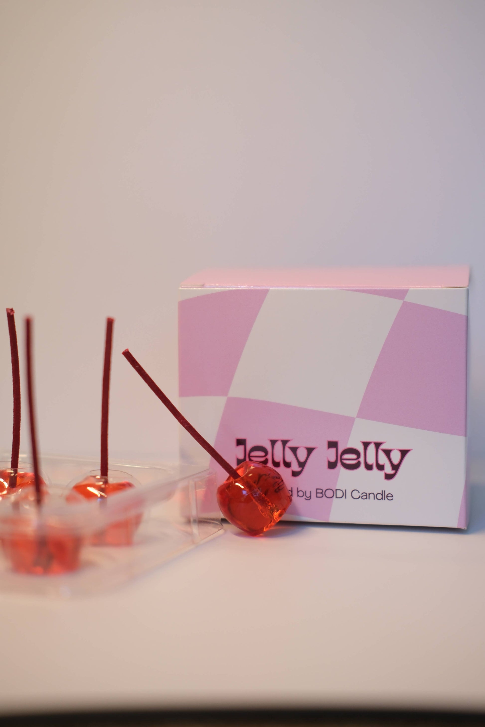 The Citrus Parade cherry jelly candle gift set of four.