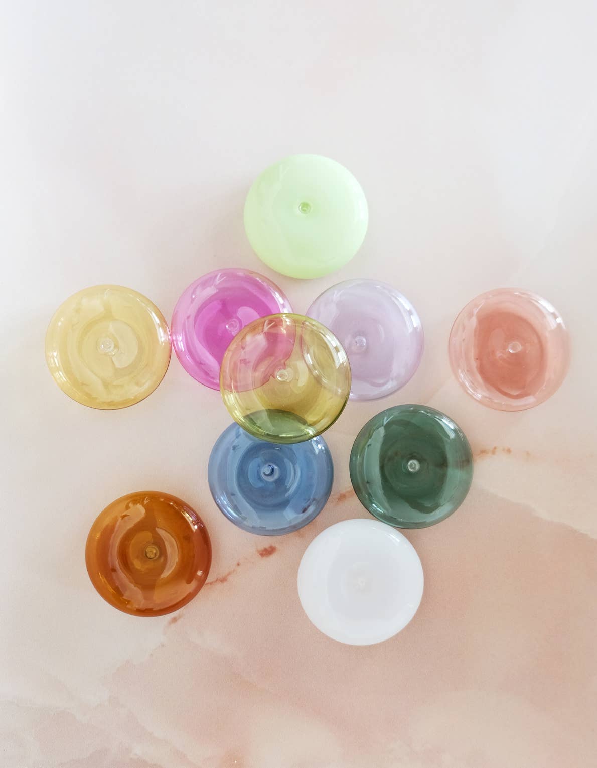 Handblown bubble glass incense holder in translucent colored glass