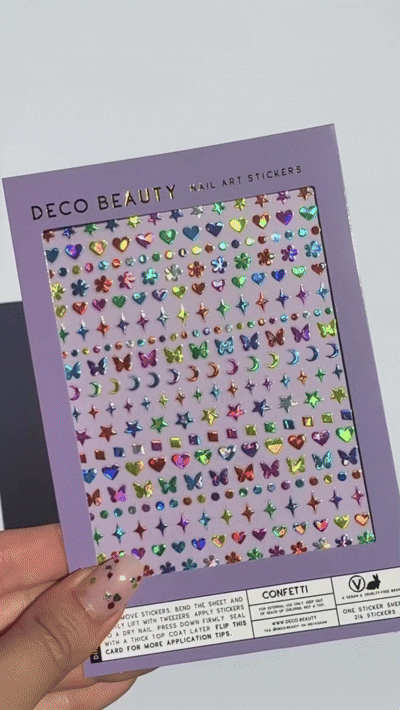 Animated preview of Deco Beauty Confetti holographic nail stickers