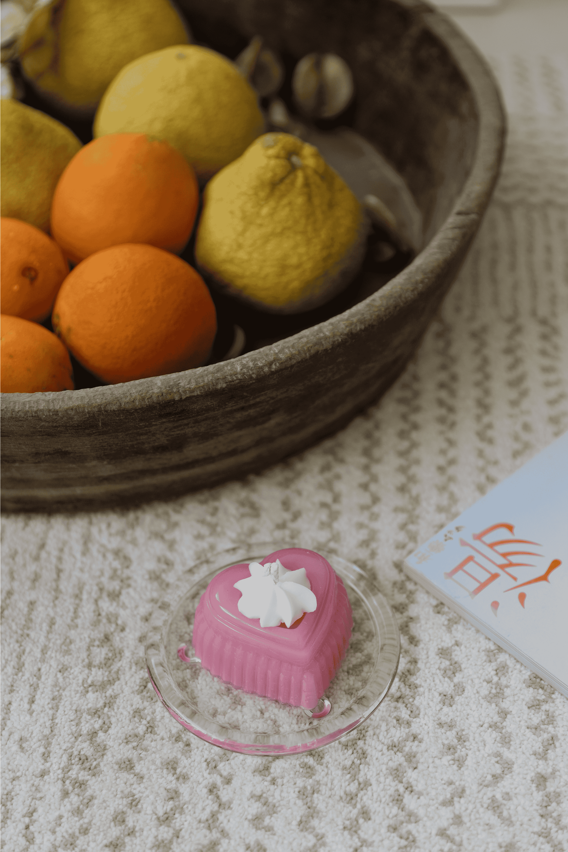 The pink heart Courtship candle, which has a hidden heart set inside.