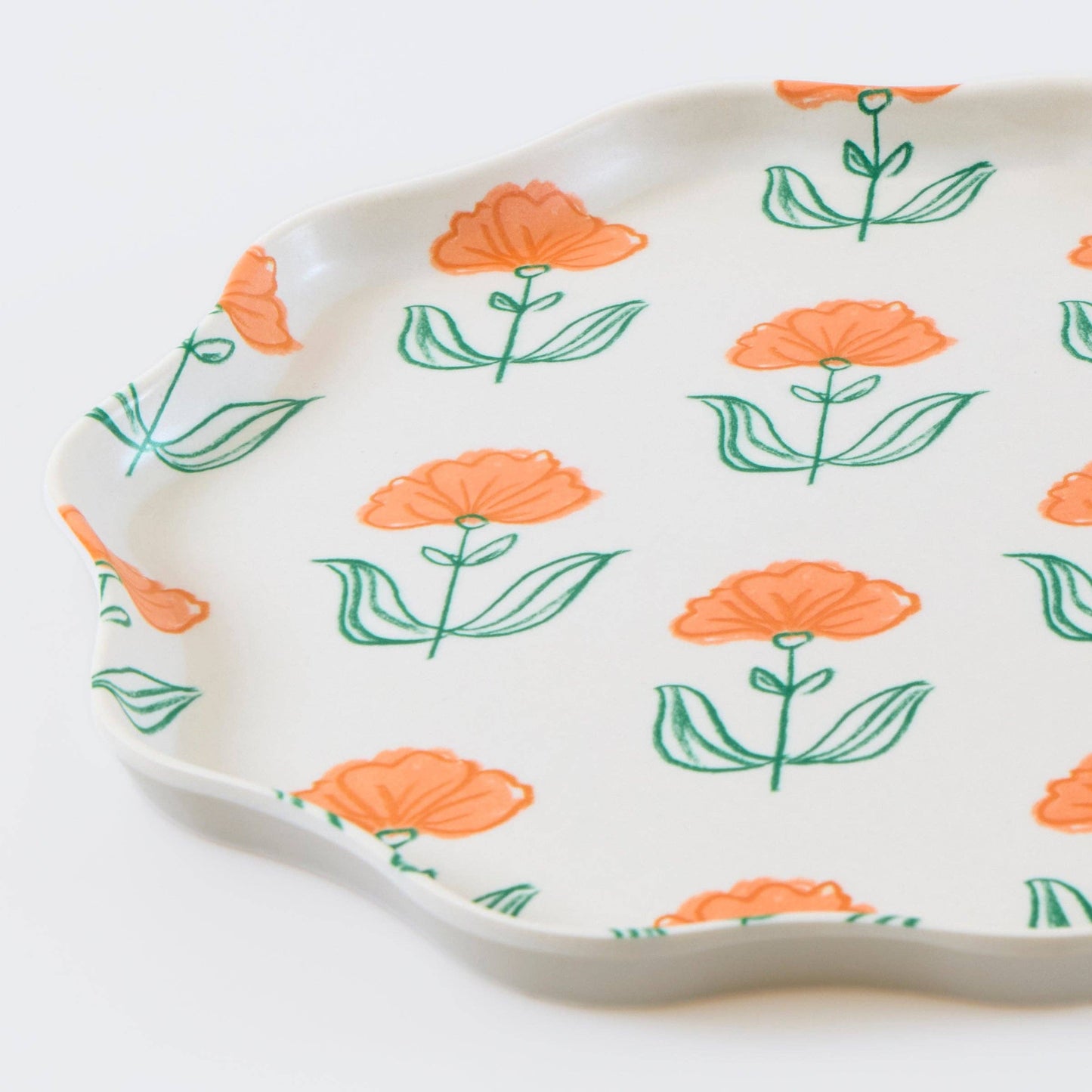 Flora plate with a colorful Indian block-print floral design