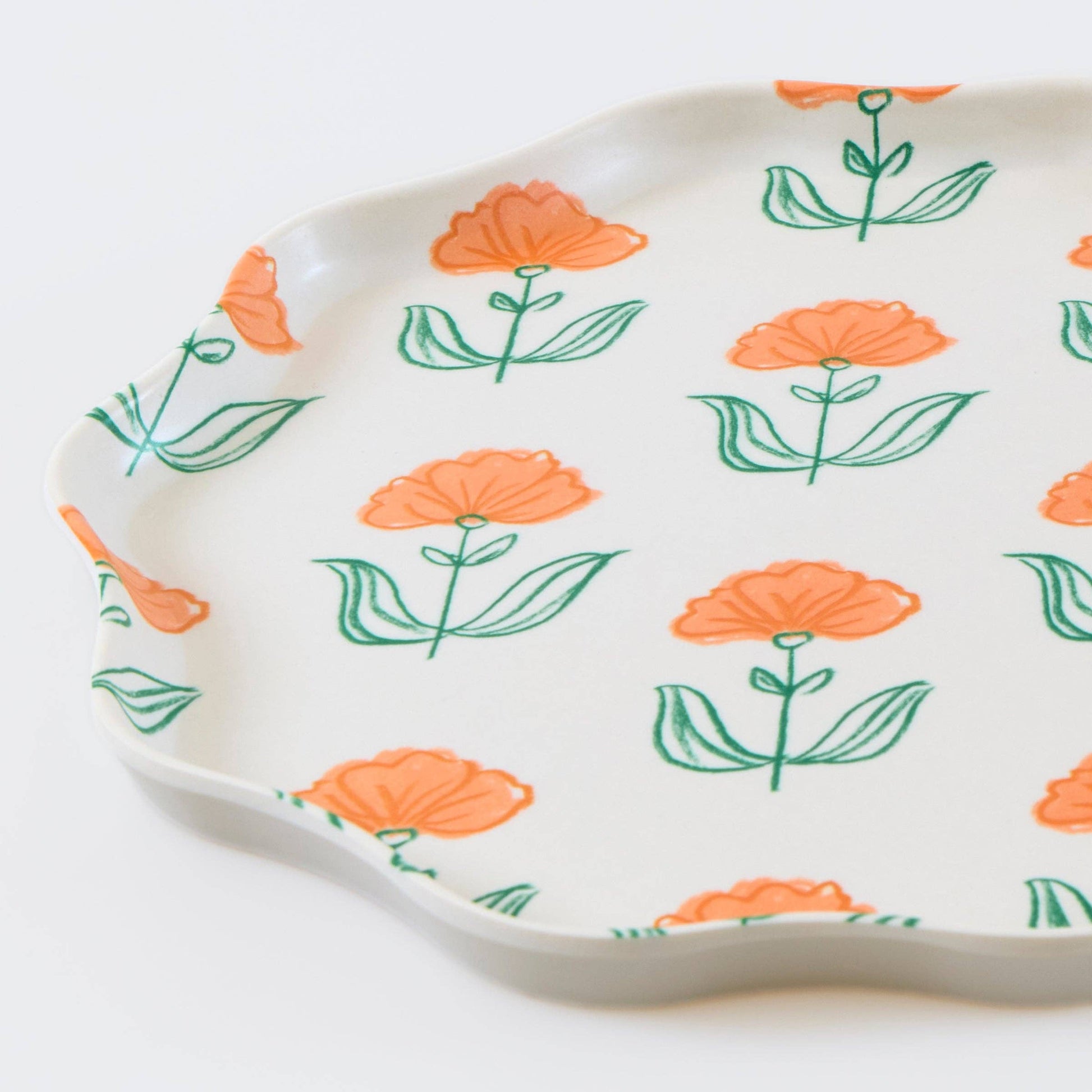Flora plate with a colorful Indian block-print floral design