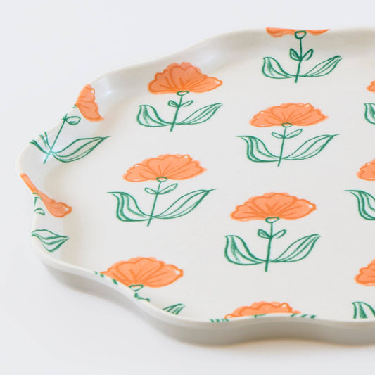 Flora plate with a colorful Indian block-print floral design