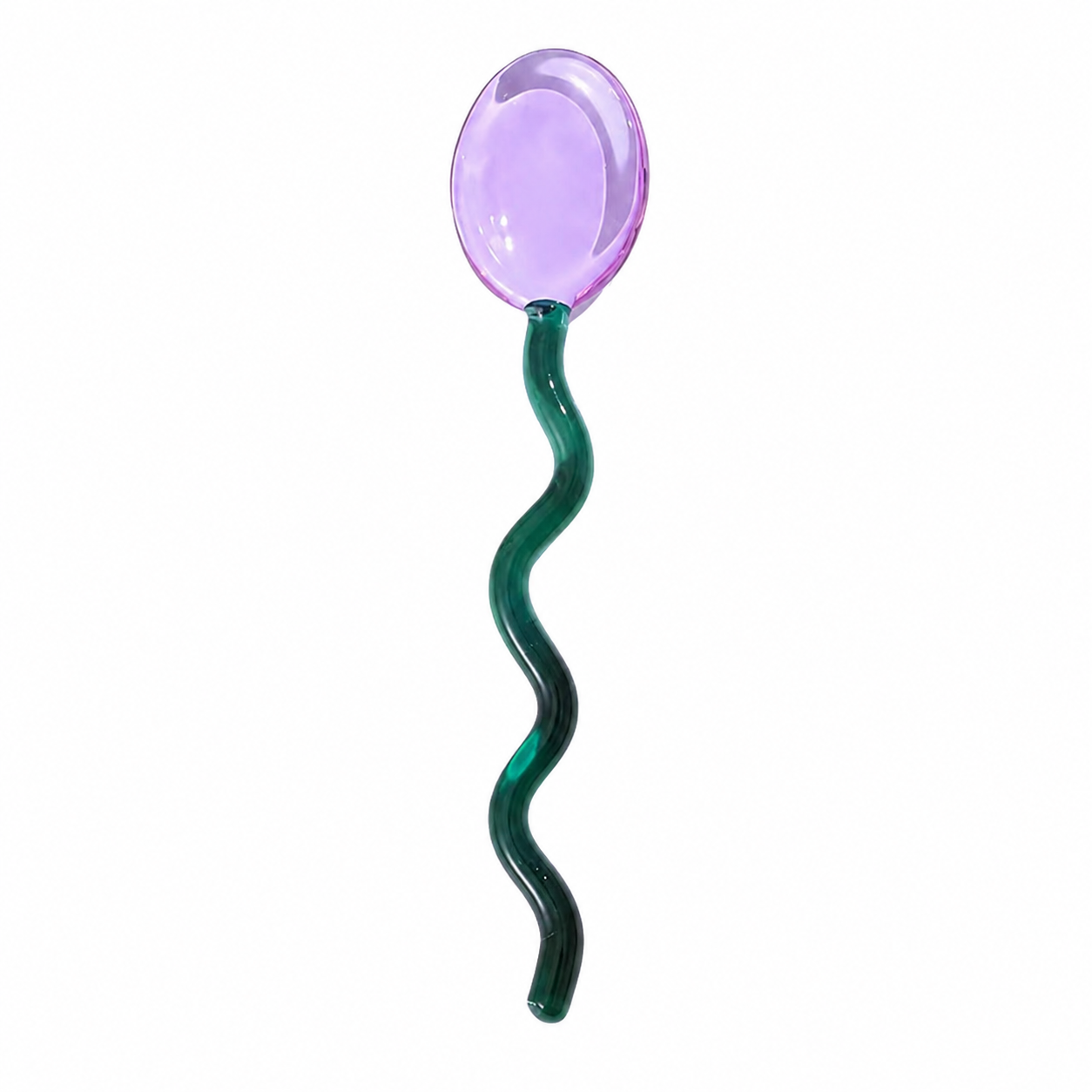 Colored glass stirring spoon for coffee and iced drinks