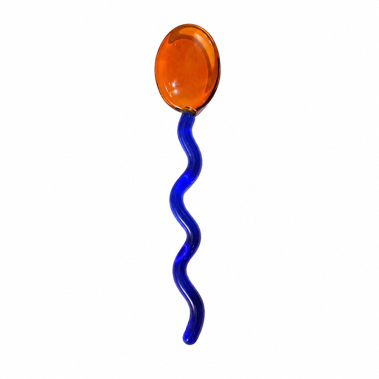 Colored glass stirring spoon in a bright two-color finish