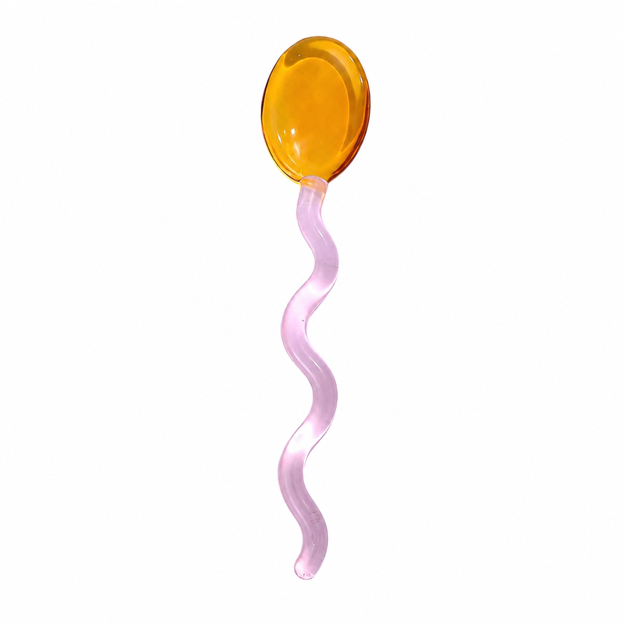 Glass stirring spoon with a candy-colored handle