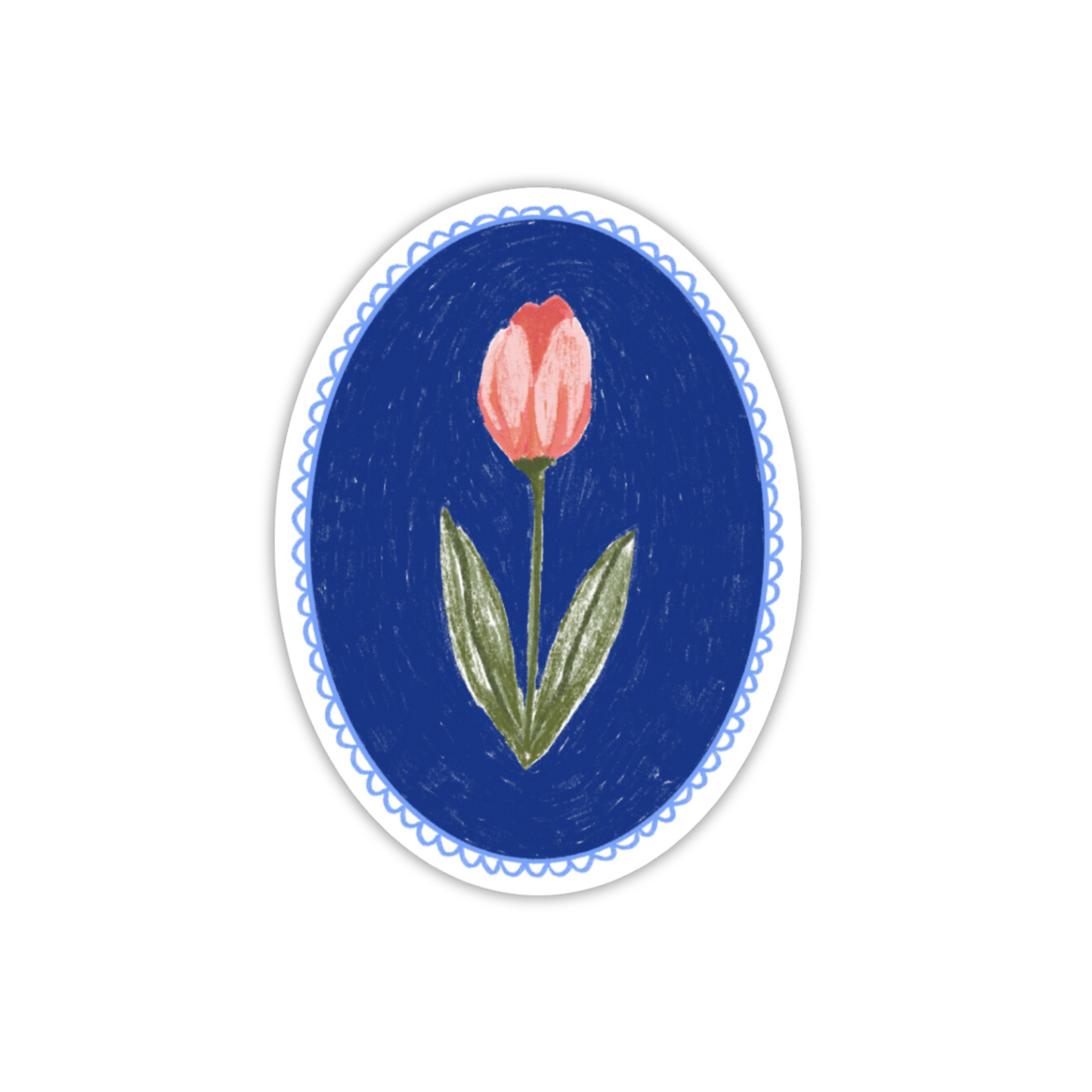 Die-cut vinyl sticker of a pink tulip