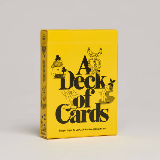 Yellow box with black text and illustrations titled 'A Deck of Cards' on a light gray background