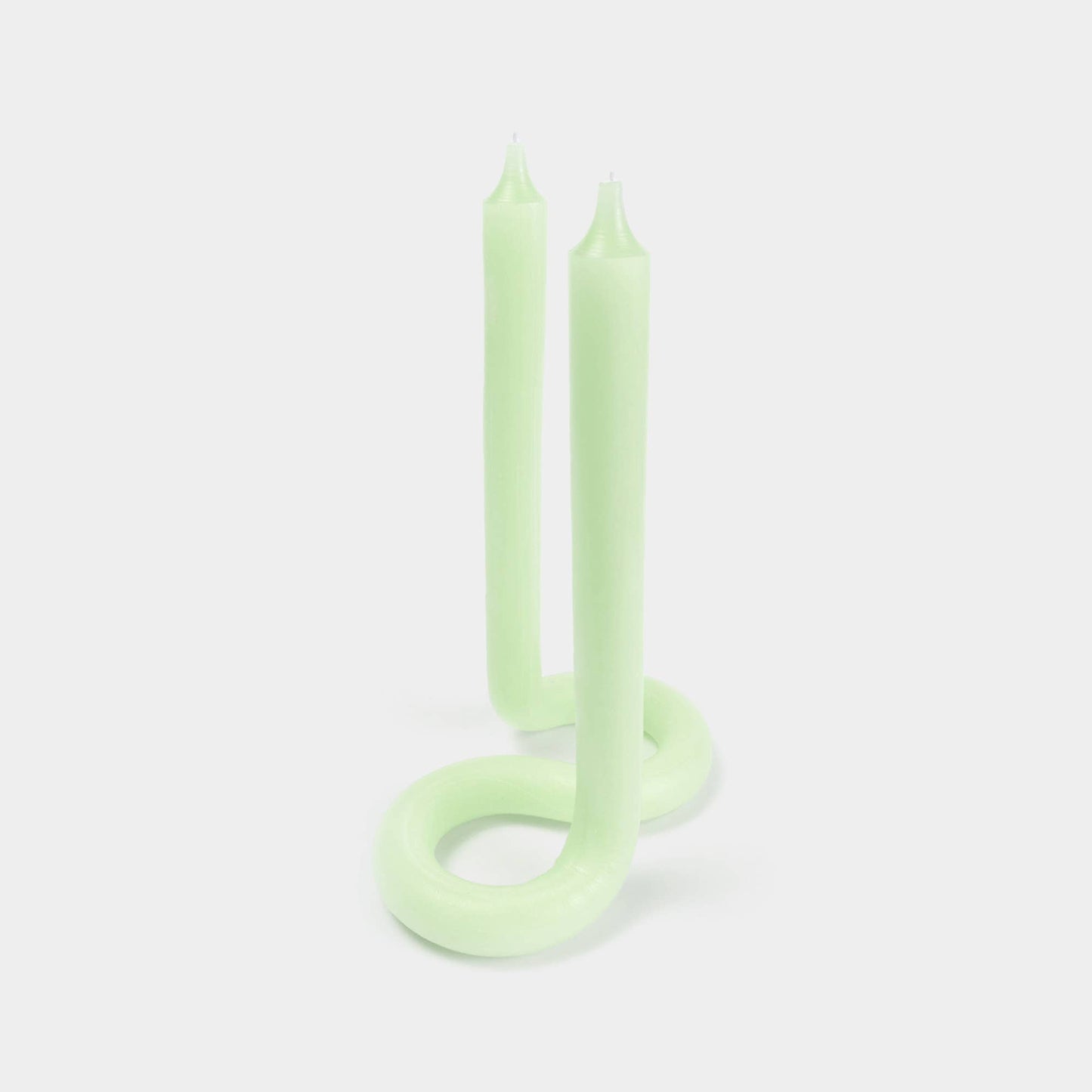 Green Twist candle stick by 54 Celsius, a double-ended twisted candle that stands on its own