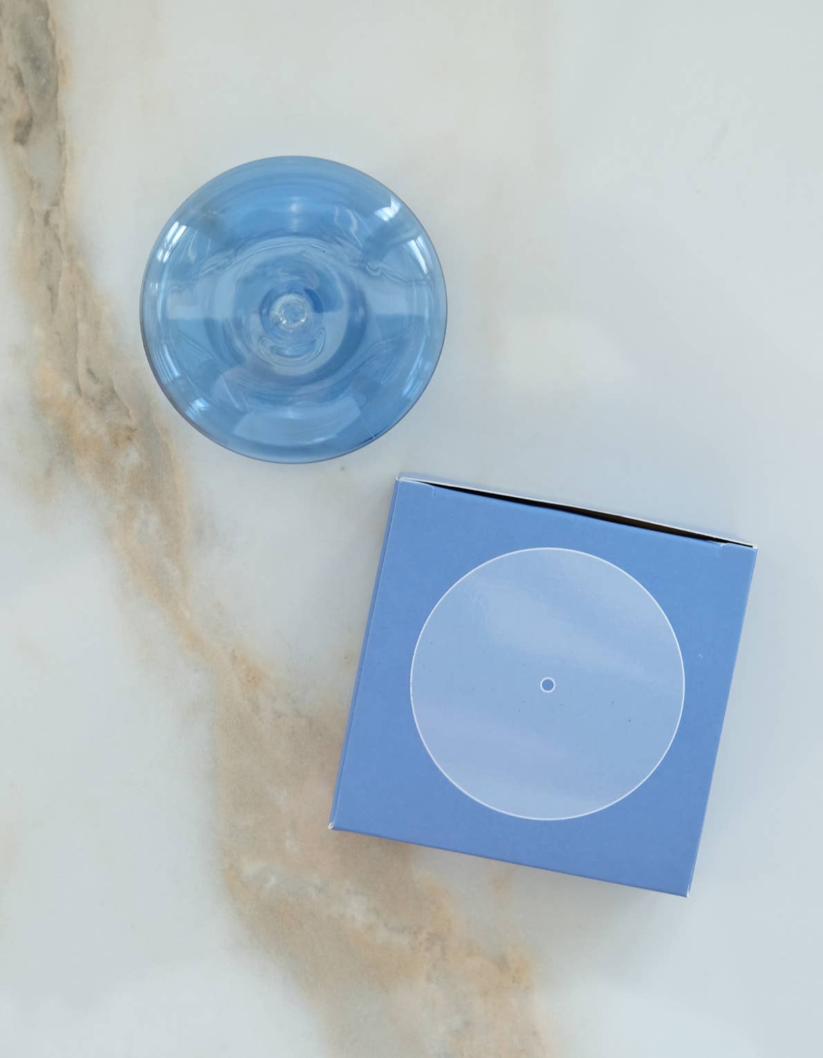 Bubble glass incense holder viewed from above