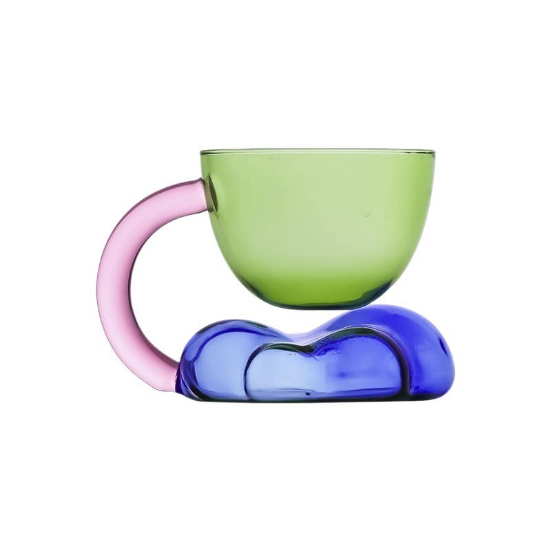 Clear glass mug with a puffy cloud silhouette