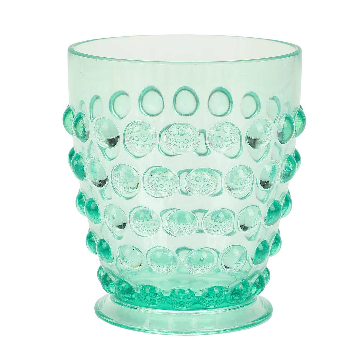 Four pastel textured cups arranged in a row.