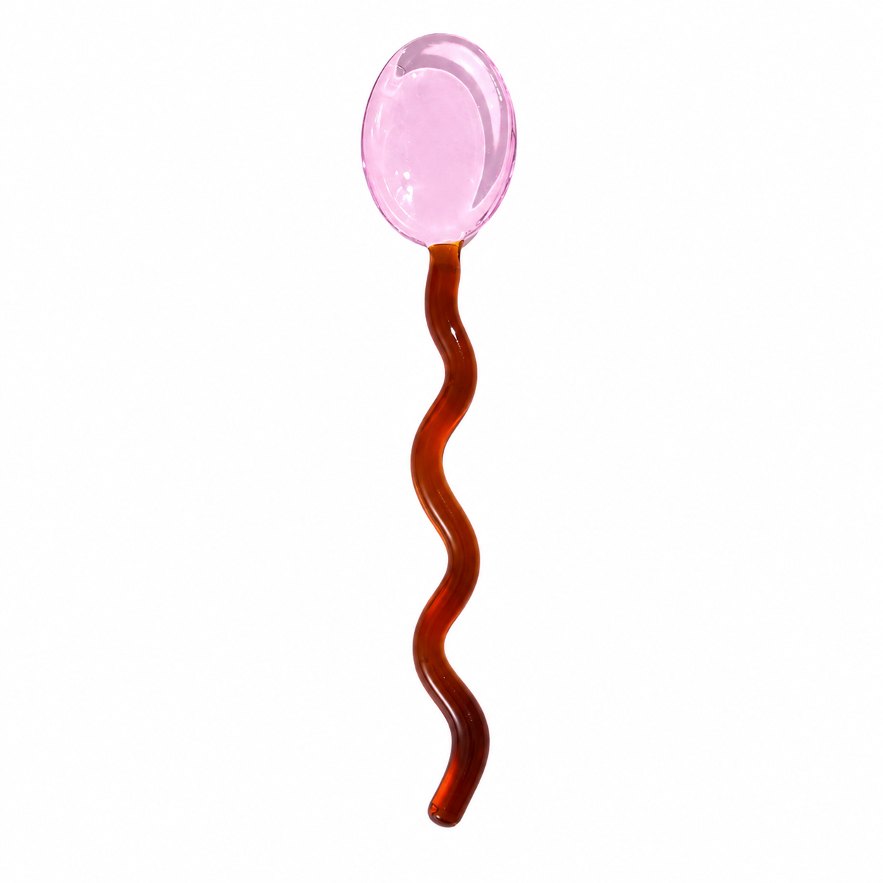 Colored glass stirring spoon for coffee, juice, and iced tea