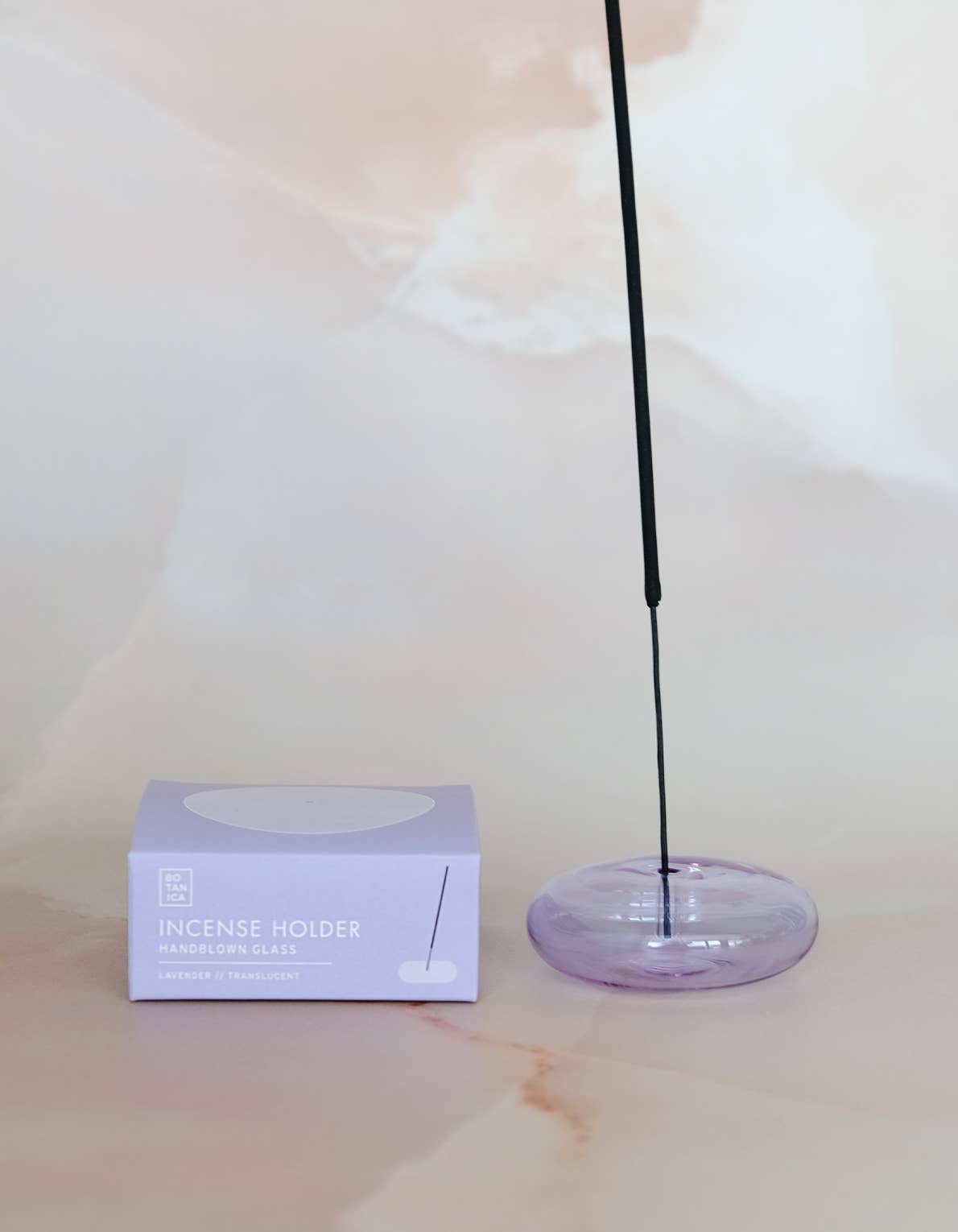 Bubble glass incense holder viewed from above