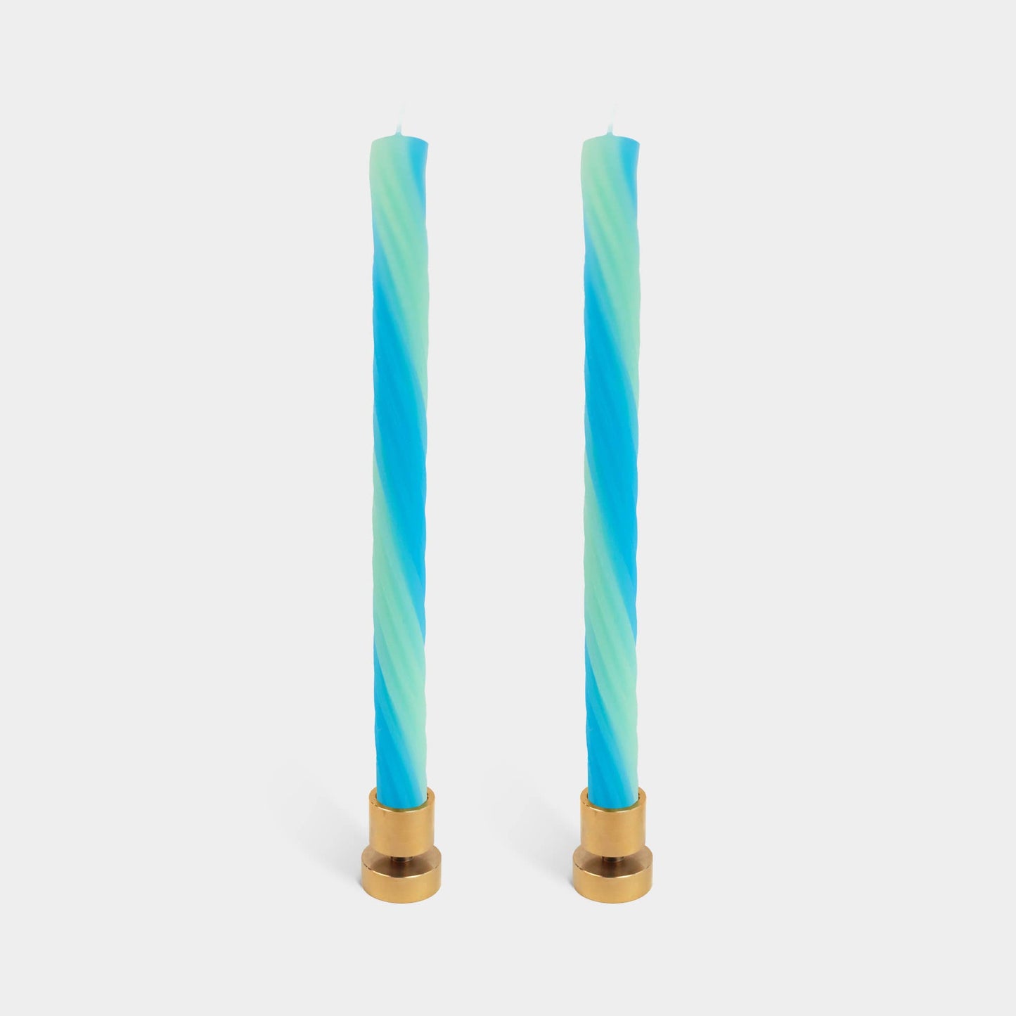 Two mint green spiral rope taper candles by 54 Celsius